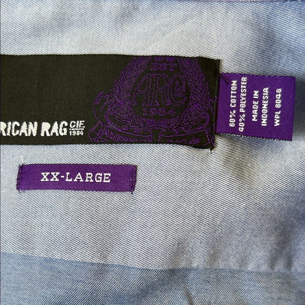 American Rag Men's Light BlueCasual Button Down Shirt Short Pockets - Picture 8 of 11